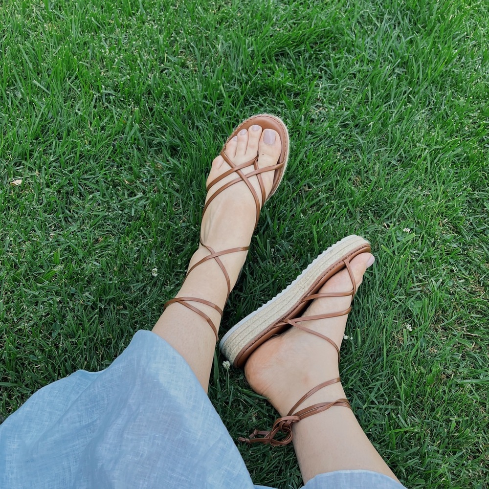 Ankle wrap espadrille sandals